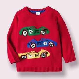Toddler Boy Red Car Sweater